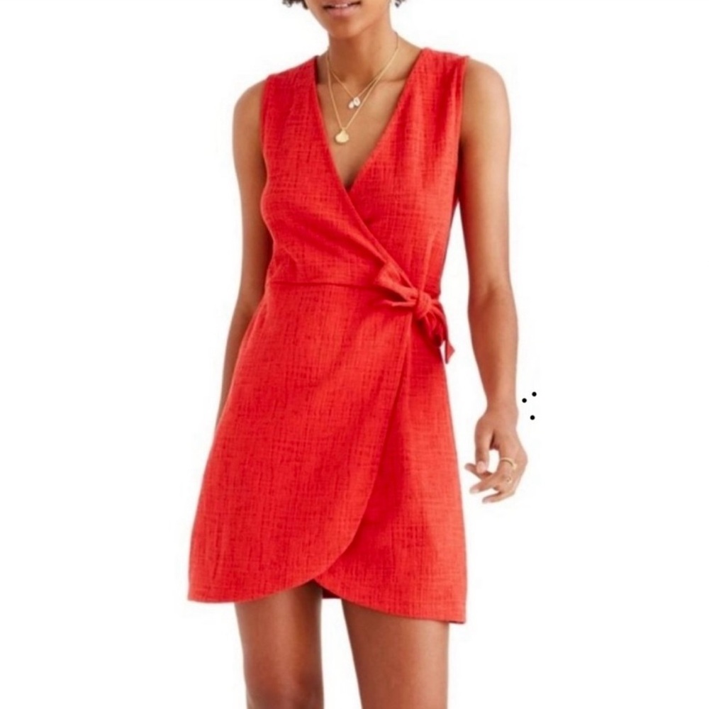 Madewell Bold Red Wrap Mini Dress